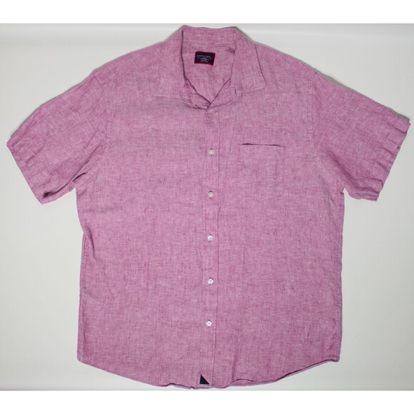 Lot of 3 UNTUCKit 100% Linen Short Sleeve Button Shirts Blue Red Men Size L (B2) - Picture 9 of 16